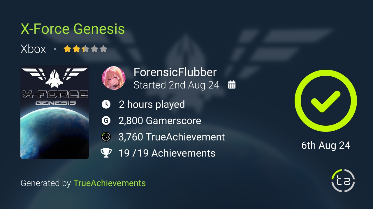 X-Force Genesis achievement summary
